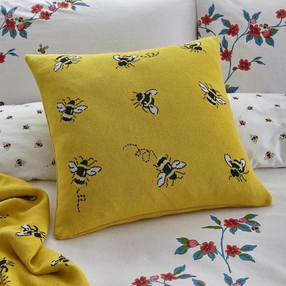 Honey Bee Cotton Cushion by Cath Kidston in Yellow